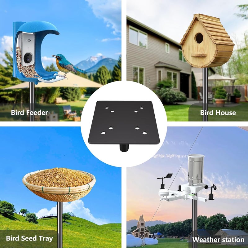 RINLAIN Bird Feeder Pole Kit 110 Inch,Bird House Pole for Outdoors Heavy Duty,5 Base Prongs Adjustable Birds Feeder Stand for House - Image 3
